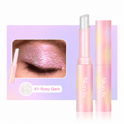SKAVIX Jelly Glow Eyeshadow Stick – Creamy Shimmer Eyeshadow Crayon, Long-Lasting Sparkle Makeup