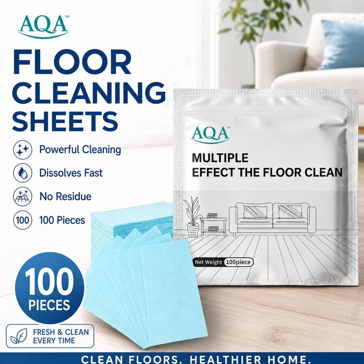 Floor Cleaning Sheets – Multi-Surface Floor Cleaner, Removes Dirt & Buildup, Restores Shine and Freshens Floors