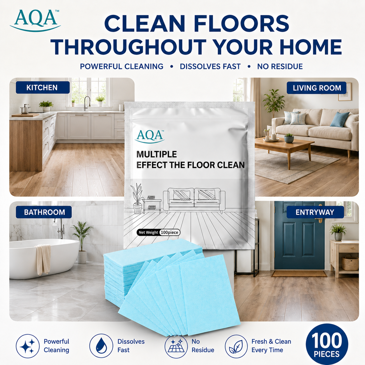 Floor Cleaning Sheets – Multi-Surface Floor Cleaner, Removes Dirt & Buildup, Restores Shine and Freshens Floors