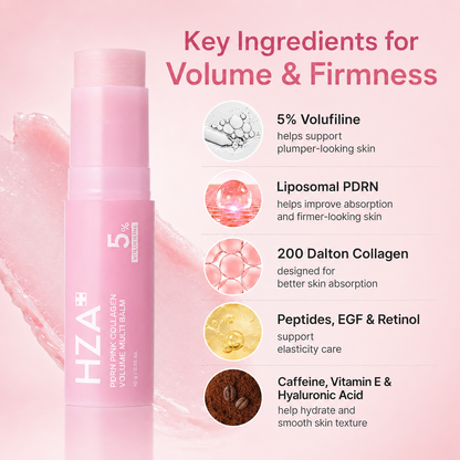 HZA PDRN Pink Collagen Volume Multi Balm Stick – 5% Volufiline All-in-One Firming Balm for Under-Eyes, Lips, Neck & Smile Lines