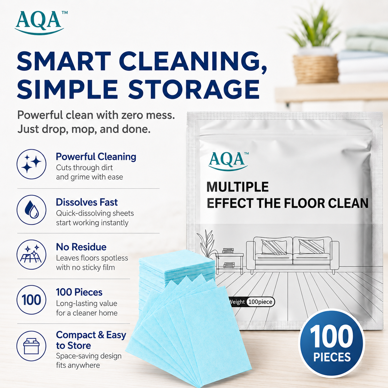 Floor Cleaning Sheets – Multi-Surface Floor Cleaner, Removes Dirt & Buildup, Restores Shine and Freshens Floors