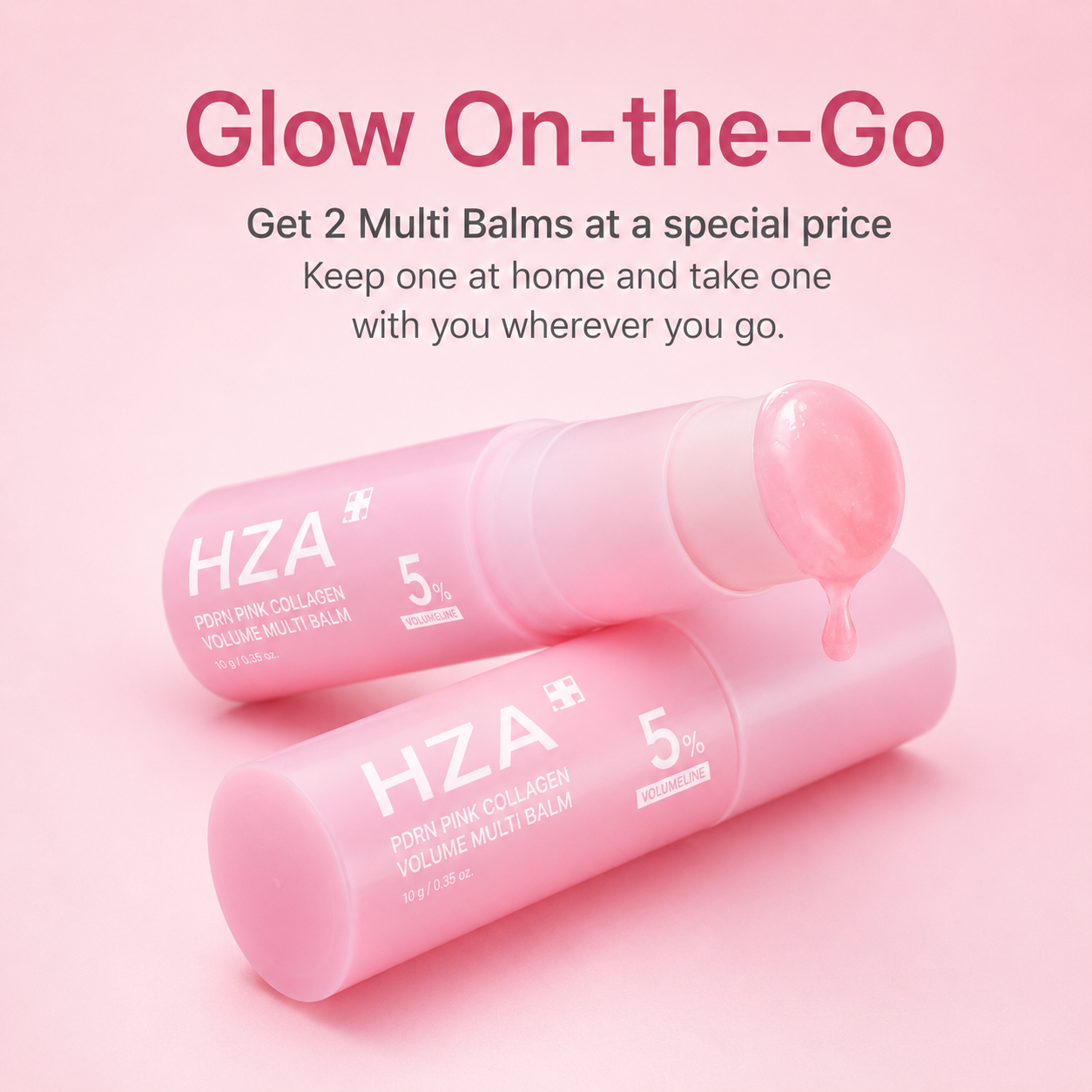 HZA PDRN Pink Collagen Volume Multi Balm Stick – 5% Volufiline All-in-One Firming Balm for Under-Eyes, Lips, Neck & Smile Lines