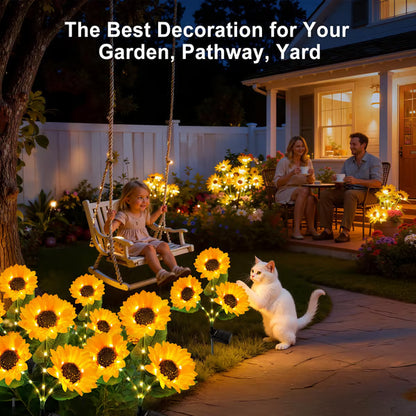 Solar Powered LED Sunflower Garden Lights Set of 2/4/6 Pieces Realistic Nighttime Glow for Yard Lawn Patio Porch Waterproof IP65