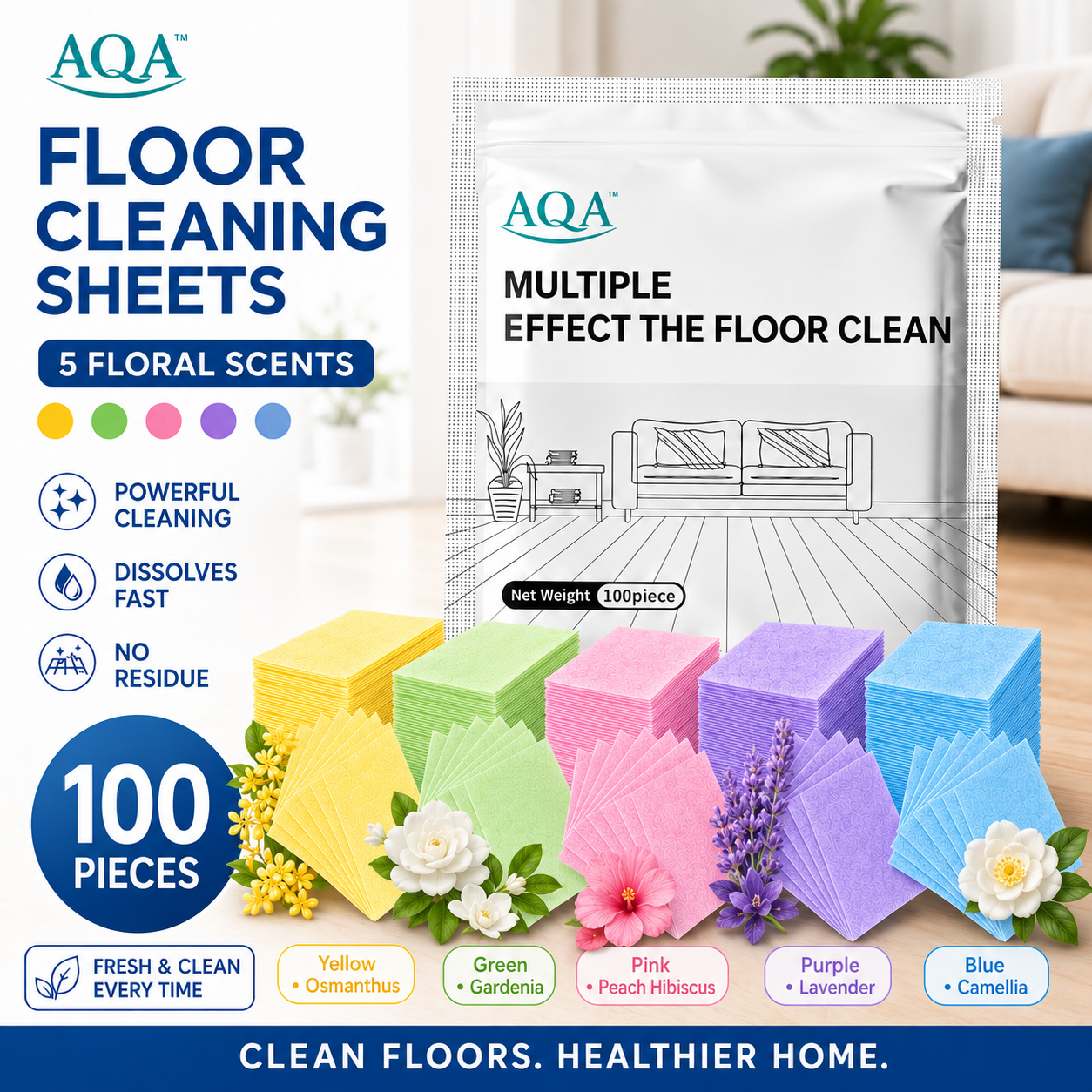 Floor Cleaning Sheets – Multi-Surface Floor Cleaner, Removes Dirt & Buildup, Restores Shine and Freshens Floors