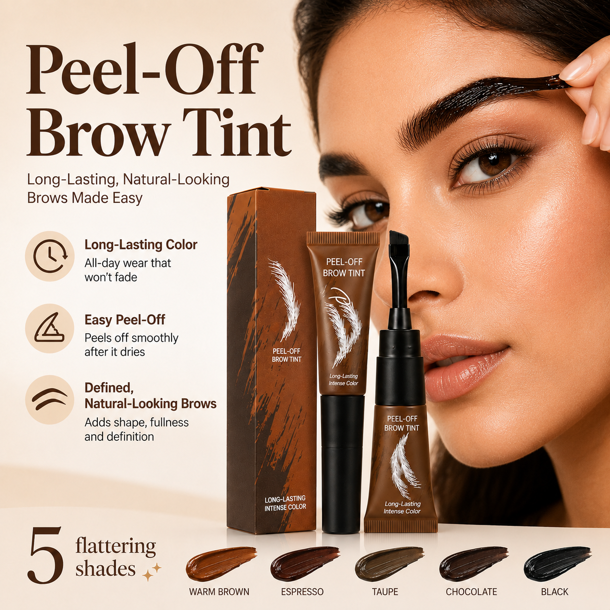 Shade Peel-Off Brow Tint – Waterproof, Smudge-Resistant & Long-Lasting