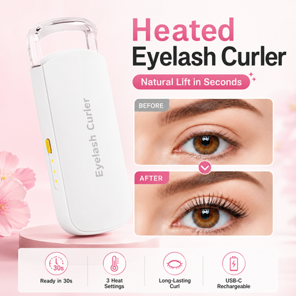 Heated Eyelash Curler with Heat-Sensitive Silicone Pad – USB-C Rechargeable, Fast Gentle Lift & Long-Lasting Curl
