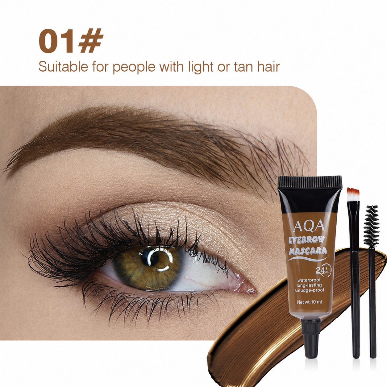 AQA Waterproof Brow Tint Cream Kit – Long-Lasting, Smudge-Resistant Eyebrow Color with Brush for Natural, Fuller-Looking Brows