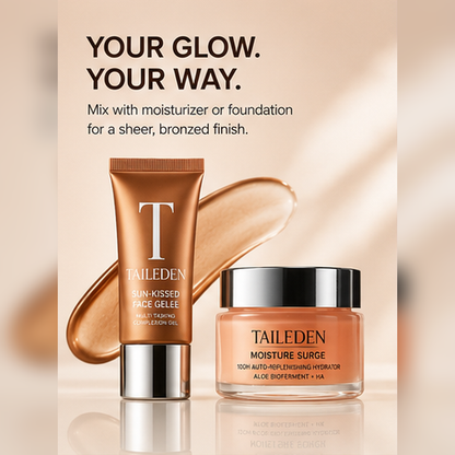 TAILEDEN Sun-Kissed Glow & 100H Hydration Duo – Liquid Bronzing Drops, Skin Tint & Gel Moisturizer