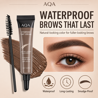 AQA Waterproof Brow Tint Cream Kit – Long-Lasting, Smudge-Resistant Eyebrow Color with Brush for Natural, Fuller-Looking Brows