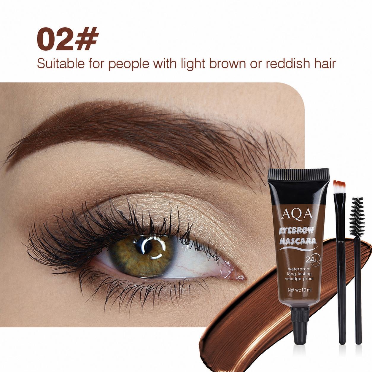AQA Waterproof Brow Tint Cream Kit – Long-Lasting, Smudge-Resistant Eyebrow Color with Brush for Natural, Fuller-Looking Brows