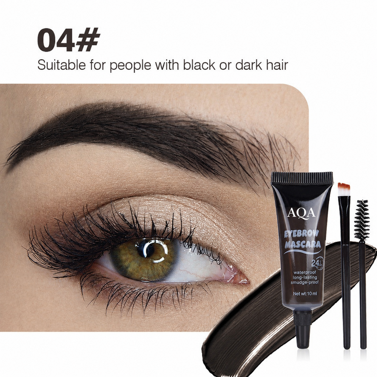 AQA Waterproof Brow Tint Cream Kit – Long-Lasting, Smudge-Resistant Eyebrow Color with Brush for Natural, Fuller-Looking Brows
