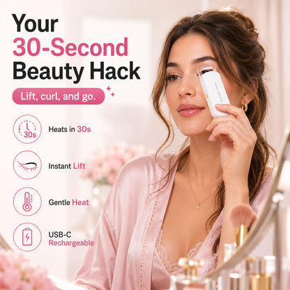 Heated Eyelash Curler with Heat-Sensitive Silicone Pad – USB-C Rechargeable, Fast Gentle Lift & Long-Lasting Curl