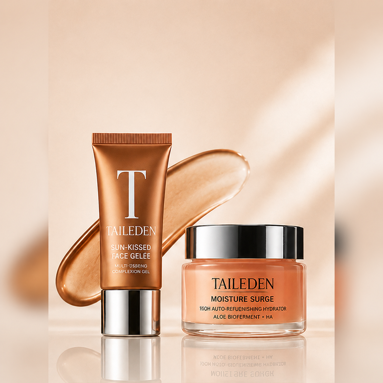 TAILEDEN Sun-Kissed Glow & 100H Hydration Duo – Liquid Bronzing Drops, Skin Tint & Gel Moisturizer