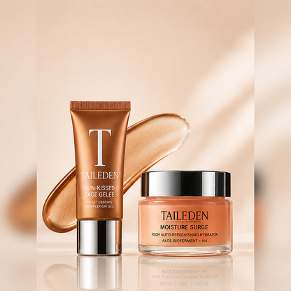 TAILEDEN Sun-Kissed Glow & 100H Hydration Duo – Liquid Bronzing Drops, Skin Tint & Gel Moisturizer