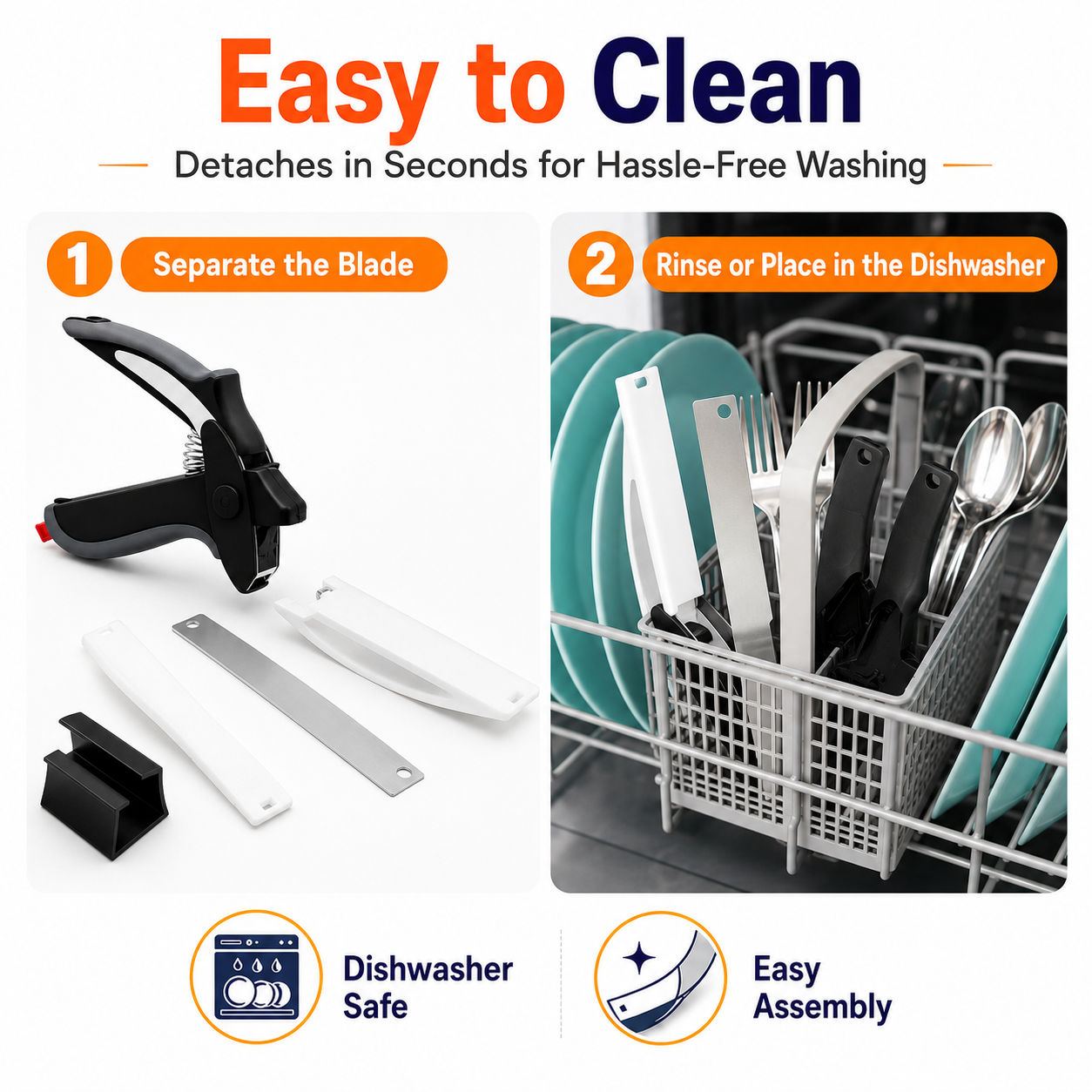 2-in-1 Kitchen Scissors with Stainless Steel Blade & Built-In Cutting Board – Easy Food Prep Shears for Vegetables, Fruit, Meat, Cheese & Tomatoes