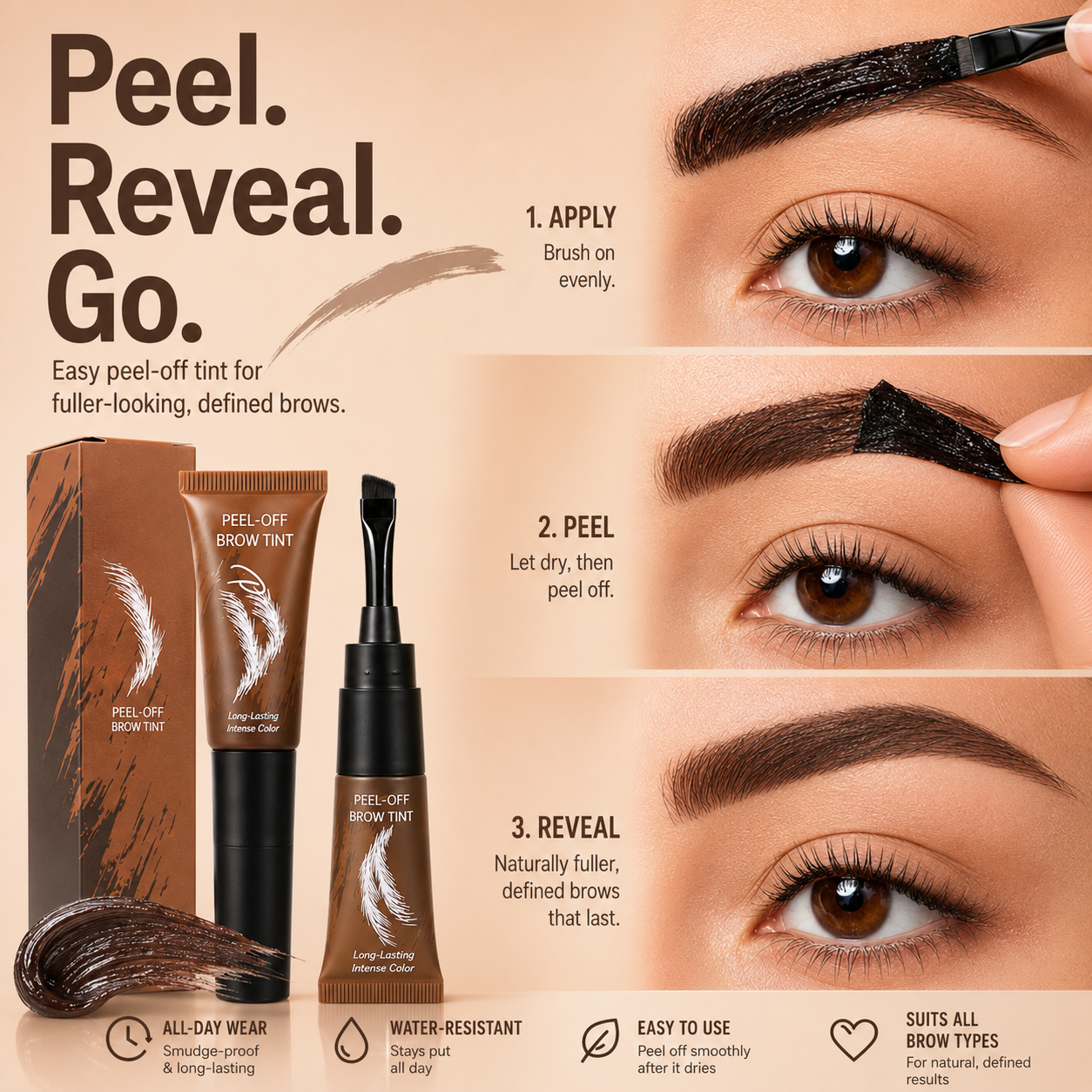 Shade Peel-Off Brow Tint – Waterproof, Smudge-Resistant & Long-Lasting