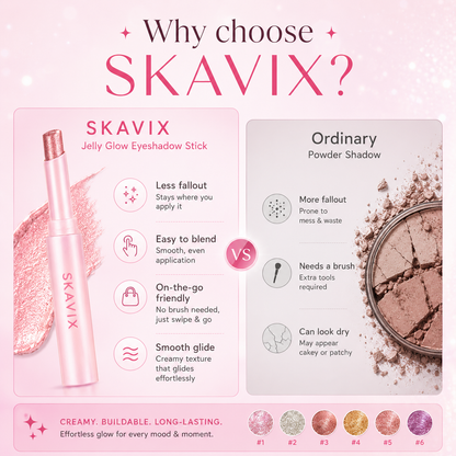 SKAVIX Jelly Glow Eyeshadow Stick – Creamy Shimmer Eyeshadow Crayon, Long-Lasting Sparkle Makeup