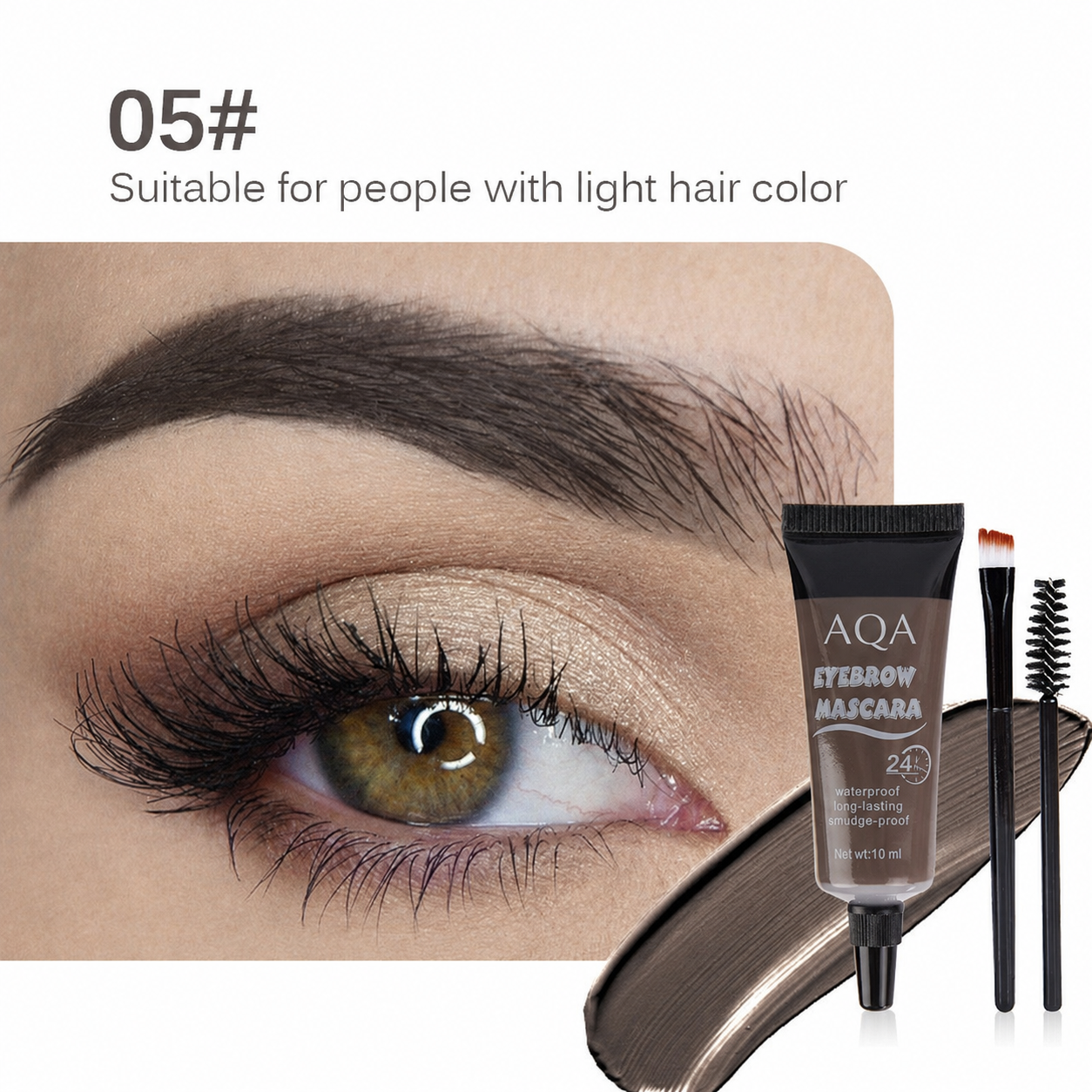 AQA Waterproof Brow Tint Cream Kit – Long-Lasting, Smudge-Resistant Eyebrow Color with Brush for Natural, Fuller-Looking Brows