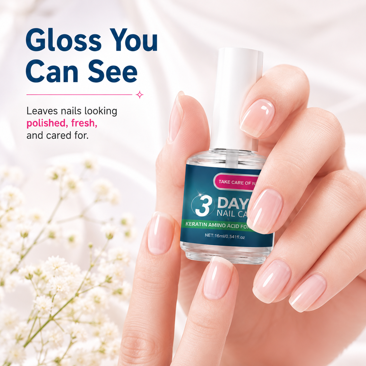 Summervibes 3-Day Nail Therapy – Keratin & Amino Acid Nail Strengthener + Cuticle Care with Aloe , Brittle Nails