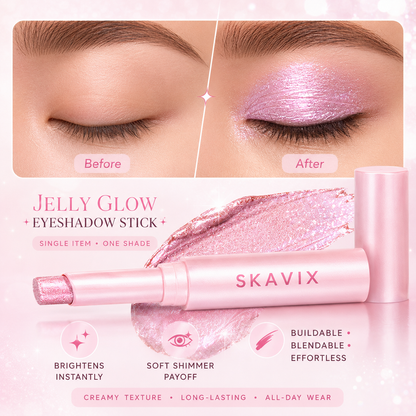 SKAVIX Jelly Glow Eyeshadow Stick – Creamy Shimmer Eyeshadow Crayon, Long-Lasting Sparkle Makeup