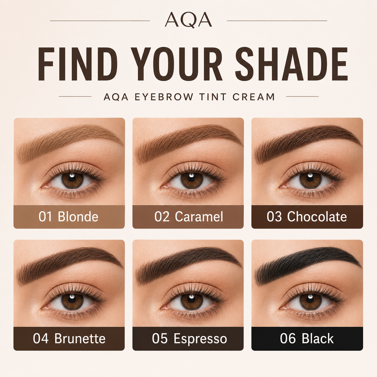 AQA Waterproof Brow Tint Cream Kit – Long-Lasting, Smudge-Resistant Eyebrow Color with Brush for Natural, Fuller-Looking Brows
