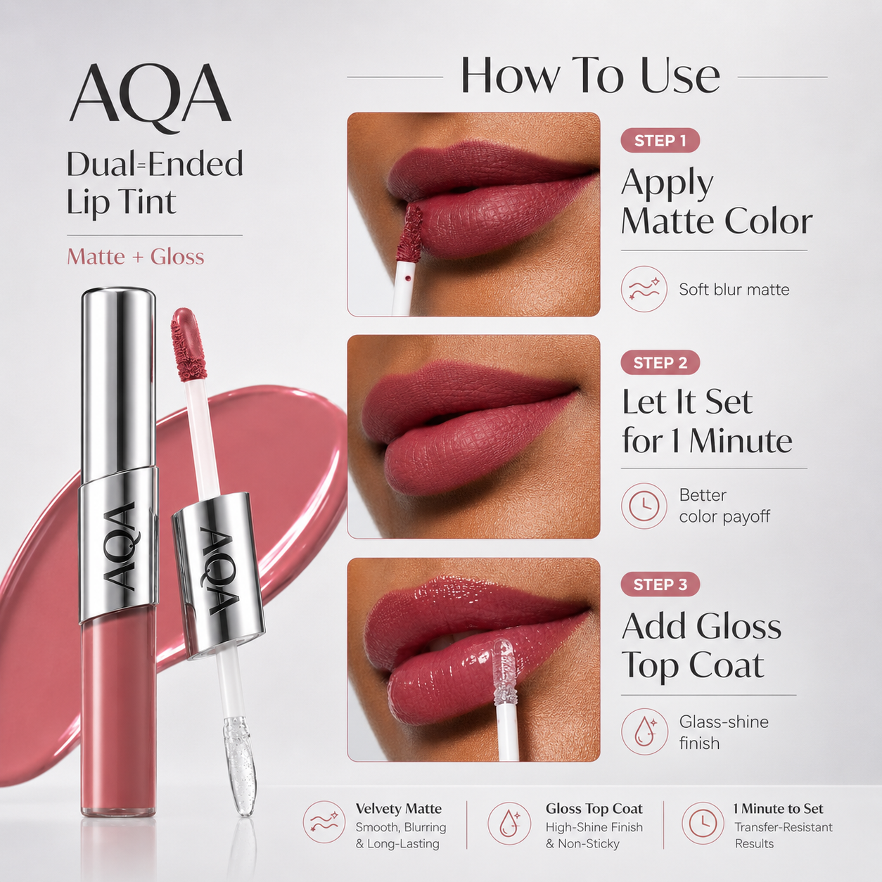 Perfect Twin Lip — Dual-Ended Liquid Lipstick with Velvet Matte Color and Glossy Shine