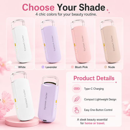 Heated Eyelash Curler with Heat-Sensitive Silicone Pad – USB-C Rechargeable, Fast Gentle Lift & Long-Lasting Curl