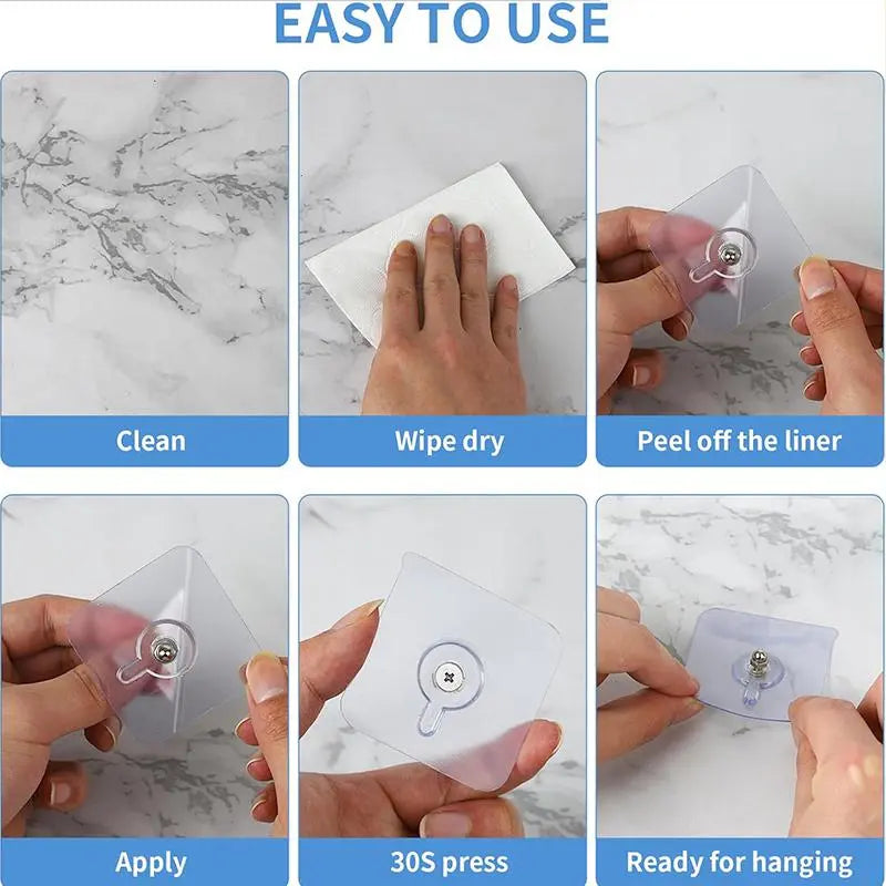 Adhesive Screw Hooks - No Drill, No Damage, Holds 5kg | Wall, Tile & Glass