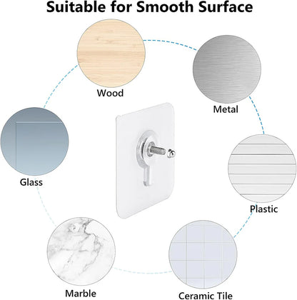 Adhesive Screw Hooks - No Drill, No Damage, Holds 5kg | Wall, Tile & Glass