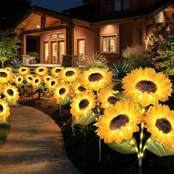 Solar Powered LED Sunflower Garden Lights Set of 2/4/6 Pieces Realistic Nighttime Glow for Yard Lawn Patio Porch Waterproof IP65