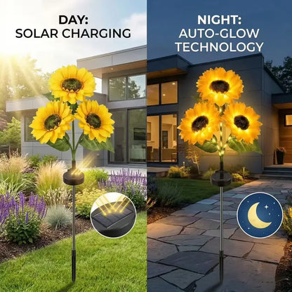 Solar Powered LED Sunflower Garden Lights Set of 2/4/6 Pieces Realistic Nighttime Glow for Yard Lawn Patio Porch Waterproof IP65