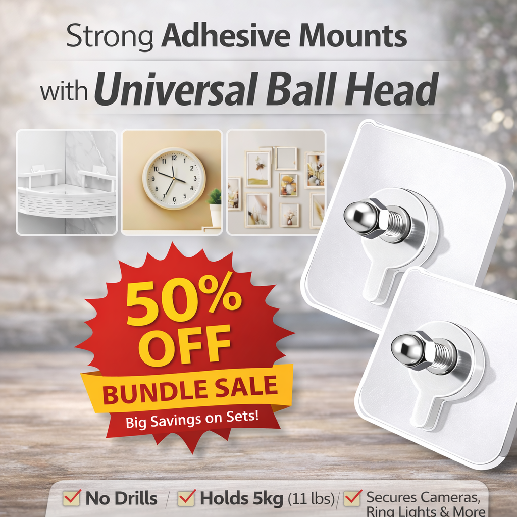 Adhesive Screw Hooks - No Drill, No Damage, Holds 5kg | Wall, Tile & Glass