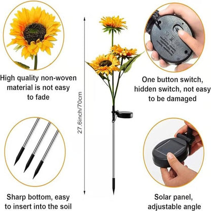 Solar Powered LED Sunflower Garden Lights Set of 2/4/6 Pieces Realistic Nighttime Glow for Yard Lawn Patio Porch Waterproof IP65