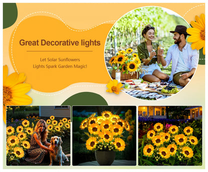 Solar Powered LED Sunflower Garden Lights Set of 2/4/6 Pieces Realistic Nighttime Glow for Yard Lawn Patio Porch Waterproof IP65